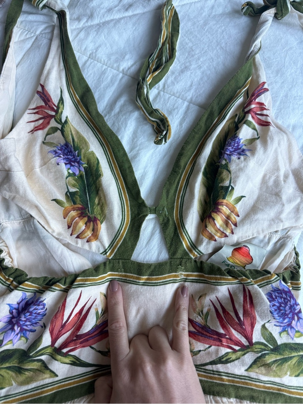 Farm Rio Tropical Scarf Sand Midi Dress - Picture 8 of 10